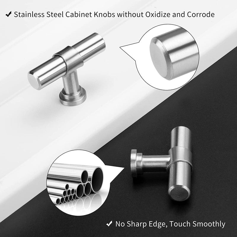 homdiy 30 Pack Brushed Nickel Cabinet Knobs Single Hole Silver Dresser Pulls T Bar Drawer Kitchen Hardware - Image 2
